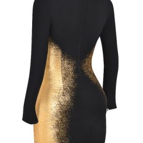 Domenica Black & Gold Foil Print Mini Dress - Image 3