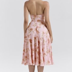 Solada English Vintage Rose Print Georgette Halter Sundress - Image 11