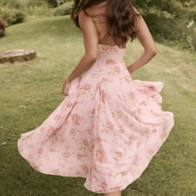 Solada English Vintage Rose Print Georgette Halter Sundress - Image 12