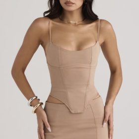 Nisha Beige Sculpting Mini Skirt - Image 9