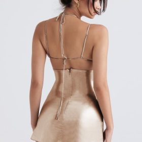 Lucilla Beige Shimmer Mini Dress