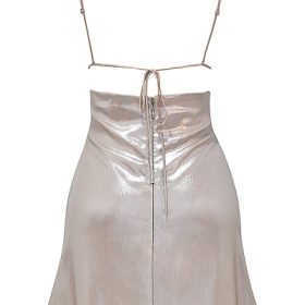 Lucilla Beige Shimmer Mini Dress - Image 4