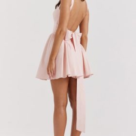 Florianne Soft Peach Bow Mini Dress - Image 5