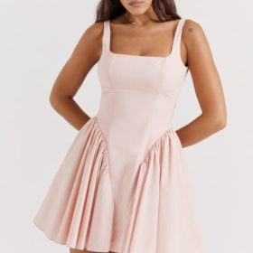 Florianne Soft Peach Bow Mini Dress - Image 9