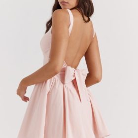 Florianne Soft Peach Bow Mini Dress - Image 10