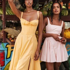 Florianne Soft Peach Bow Mini Dress - Image 15