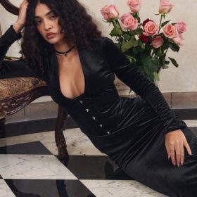 Arabella Black Velvet Corset Dress - Image 17