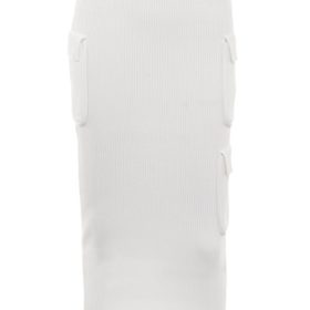 Maeve White Ribbed Knit Cargo Skirt - Image 2