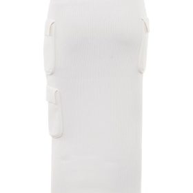 Maeve White Ribbed Knit Cargo Skirt - Image 4