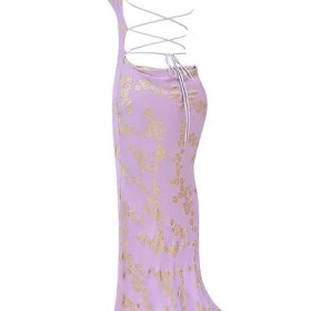 Capriana  Orchid Jacquard Satin Gown - Image 3