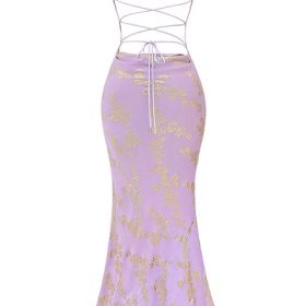 Capriana  Orchid Jacquard Satin Gown - Image 4