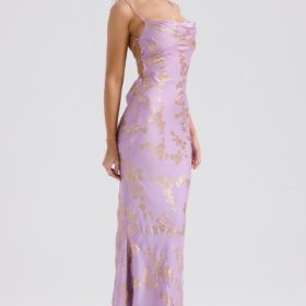Capriana  Orchid Jacquard Satin Gown - Image 8