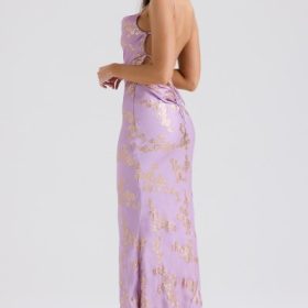 Capriana  Orchid Jacquard Satin Gown - Image 9