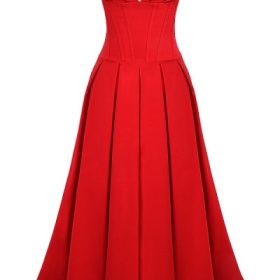 Lady Scarlet Strapless Midi Dress - Image 2