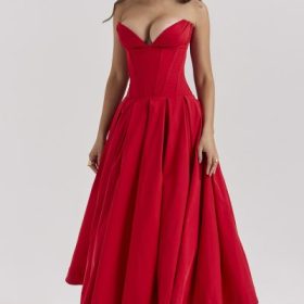 Lady Scarlet Strapless Midi Dress - Image 5