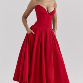 Lady Scarlet Strapless Midi Dress - Image 7
