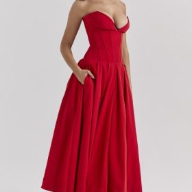 Lady Scarlet Strapless Midi Dress - Image 8