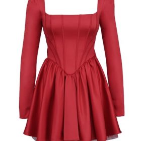 Nina Holly Red Removable Bow Tulle Mini Dress - Image 2