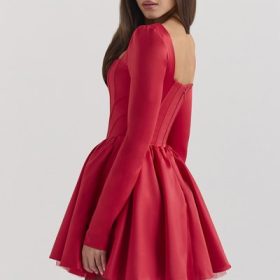 Nina Holly Red Removable Bow Tulle Mini Dress - Image 12