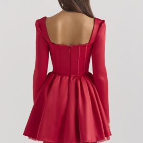 Nina Holly Red Removable Bow Tulle Mini Dress - Image 13