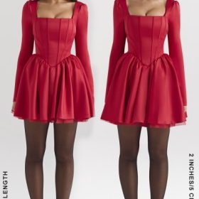 Nina Holly Red Removable Bow Tulle Mini Dress - Image 14