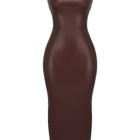 Sahara Cocoa Vegan Leather Maxi Dress - Image 2