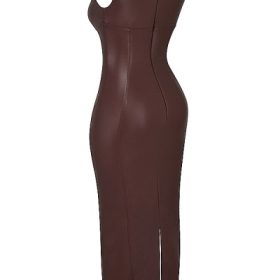 Sahara Cocoa Vegan Leather Maxi Dress - Image 3