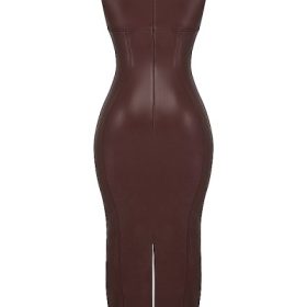Sahara Cocoa Vegan Leather Maxi Dress - Image 4