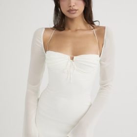 Babydoll Ivory Chiffon Halter Mini Dress - Image 7