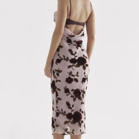 Azura Pink Devore Midi Dress - Image 13