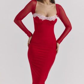 Seraphina Scarlet Corset Dress - Image 9