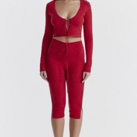 Perla Cherry Ribbed Knit Top - Image 7