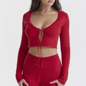 Perla Cherry Ribbed Knit Top - Image 8