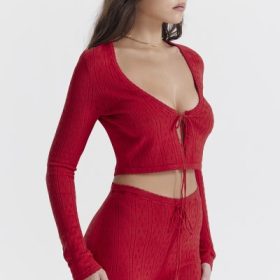 Perla Cherry Ribbed Knit Top - Image 10