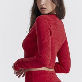 Perla Cherry Ribbed Knit Top - Image 13