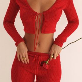 Perla Cherry Ribbed Knit Top - Image 16