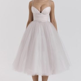 Countess French Dove Tulle Midi Dress - Image 5