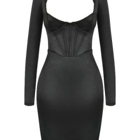 Grazia Black Disco Satin Corset Dress - Image 2
