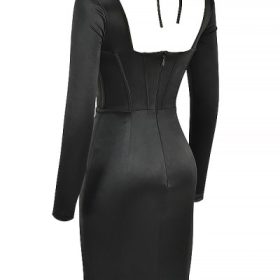 Grazia Black Disco Satin Corset Dress - Image 3