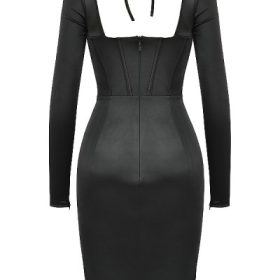 Grazia Black Disco Satin Corset Dress - Image 4