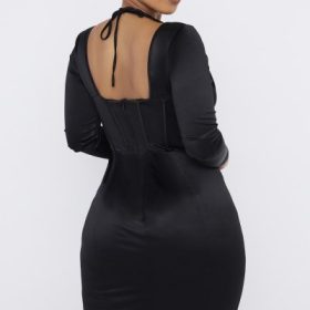 Grazia Black Disco Satin Corset Dress - Image 14
