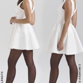 Emmeliette Ivory Satin Mini Dress - Image 3