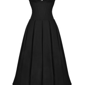 Lady Black Strapless Midi Dress - Image 2