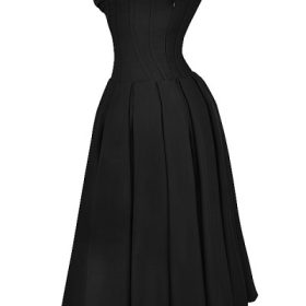 Lady Black Strapless Midi Dress - Image 3
