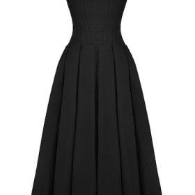 Lady Black Strapless Midi Dress - Image 4