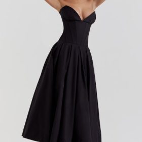 Lady Black Strapless Midi Dress - Image 8