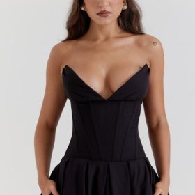 Lady Black Strapless Midi Dress - Image 9