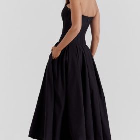 Lady Black Strapless Midi Dress - Image 12