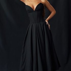Lady Black Strapless Midi Dress - Image 15