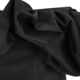 Selena Black Satin Puff Shoulder Dress - Image 3
